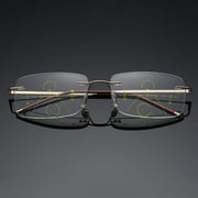 Frameless dual-use presbyopic glasses men's anti-fatigue automatic zoom progressive multi-focus anti-blue light presbyopic glasses-Sub black-200°